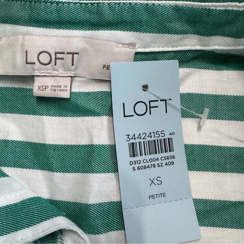 LOFT Mint Striped Button-Down Shirt - Picture 5 of 8